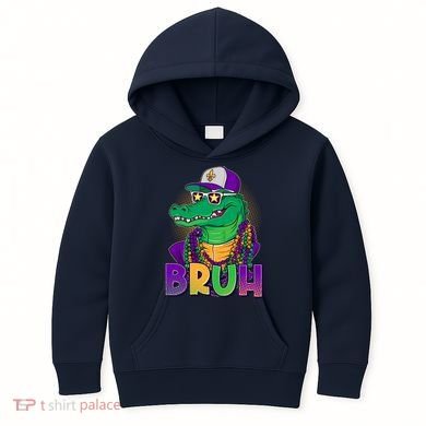 Funny Mardi Gras Bruh Alligator Kids Hoodie