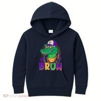 Funny Mardi Gras Bruh Alligator Kids Hoodie thumb 0