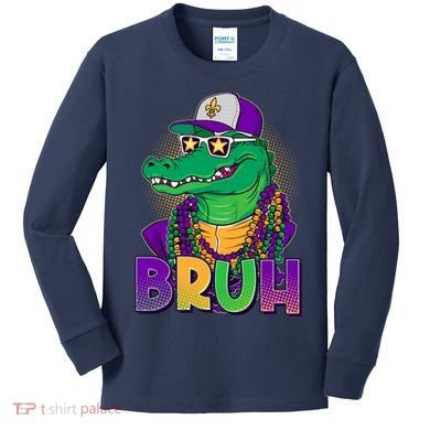 Funny Mardi Gras Bruh Alligator Kids Long Sleeve Shirt