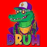 Funny Mardi Gras Bruh Alligator Santa Hat thumb 1