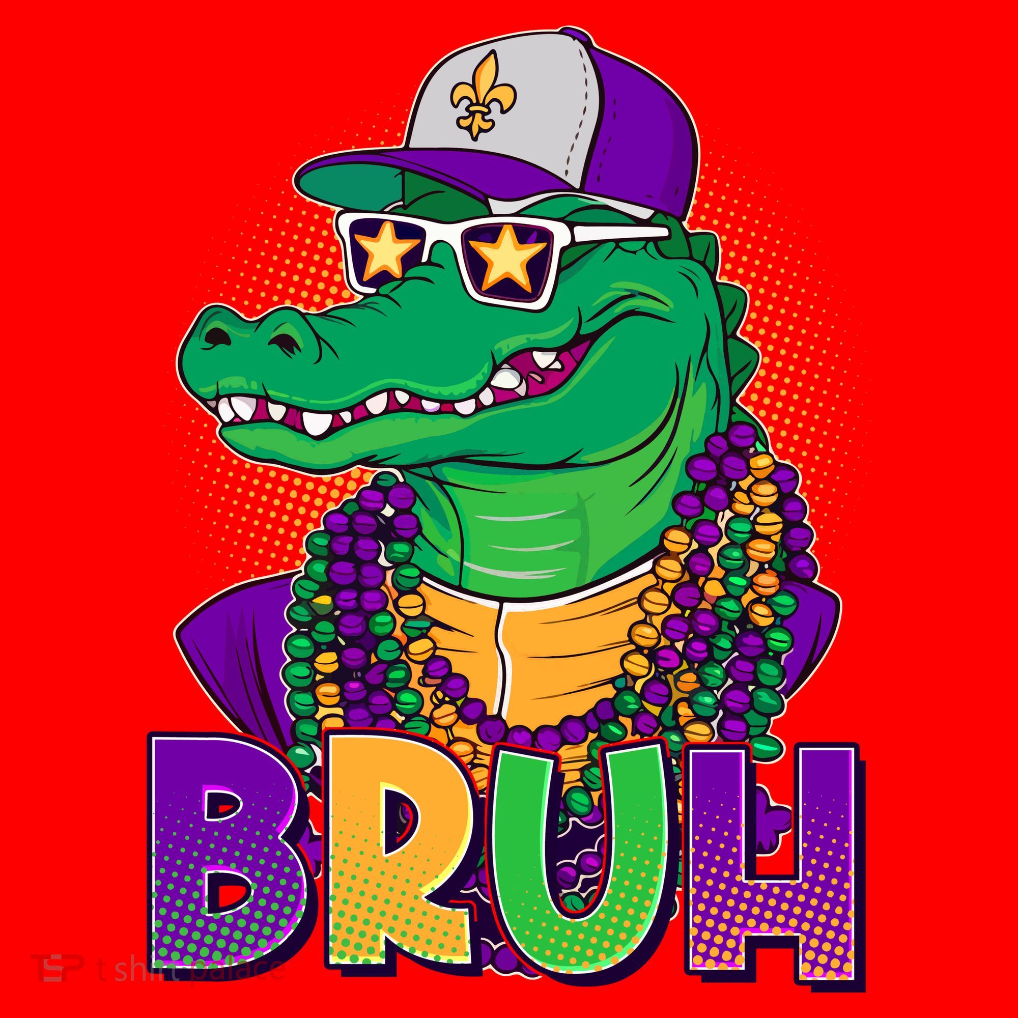 Funny Mardi Gras Bruh Alligator Santa Hat