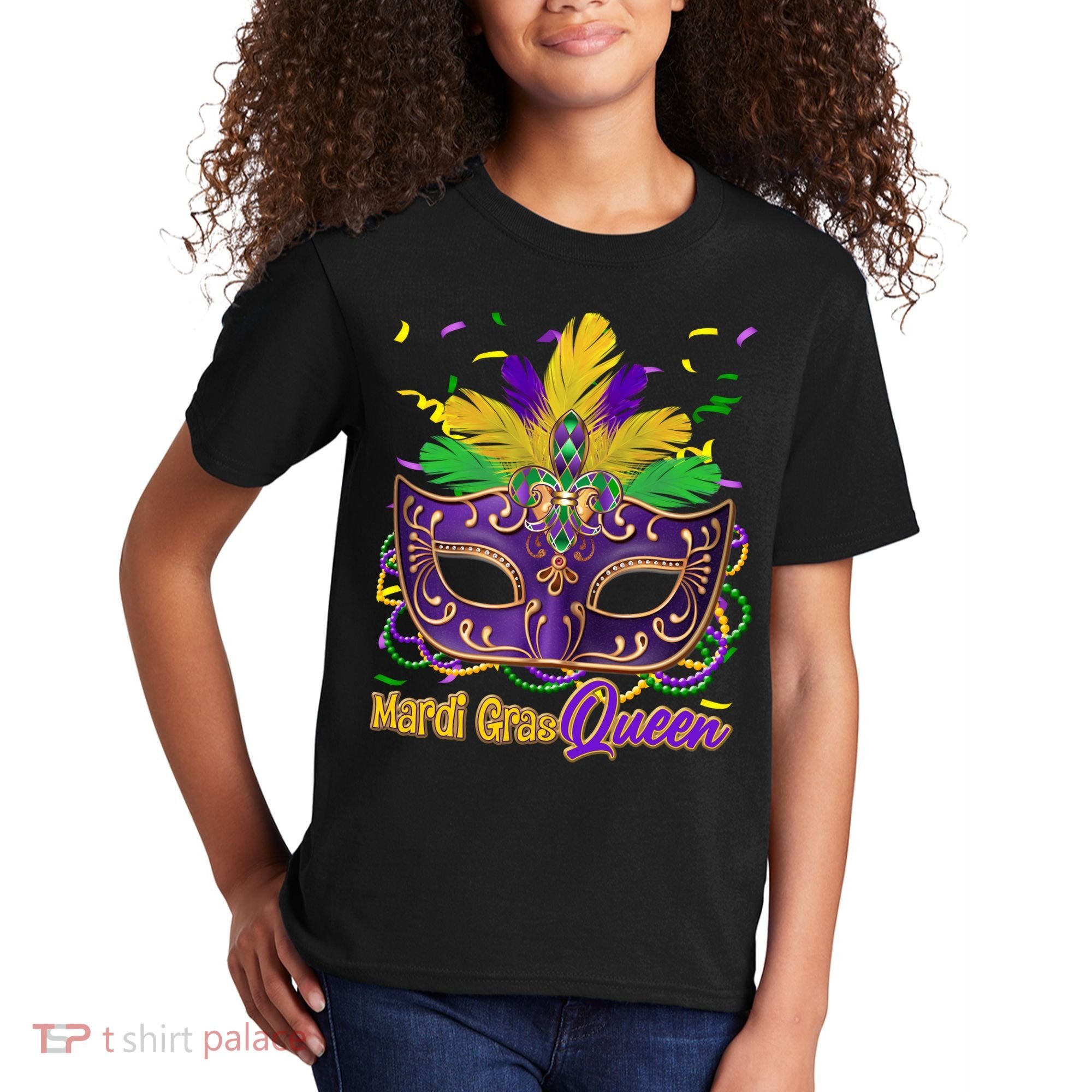 Festive Mardi Gras Queen Kids T-Shirt