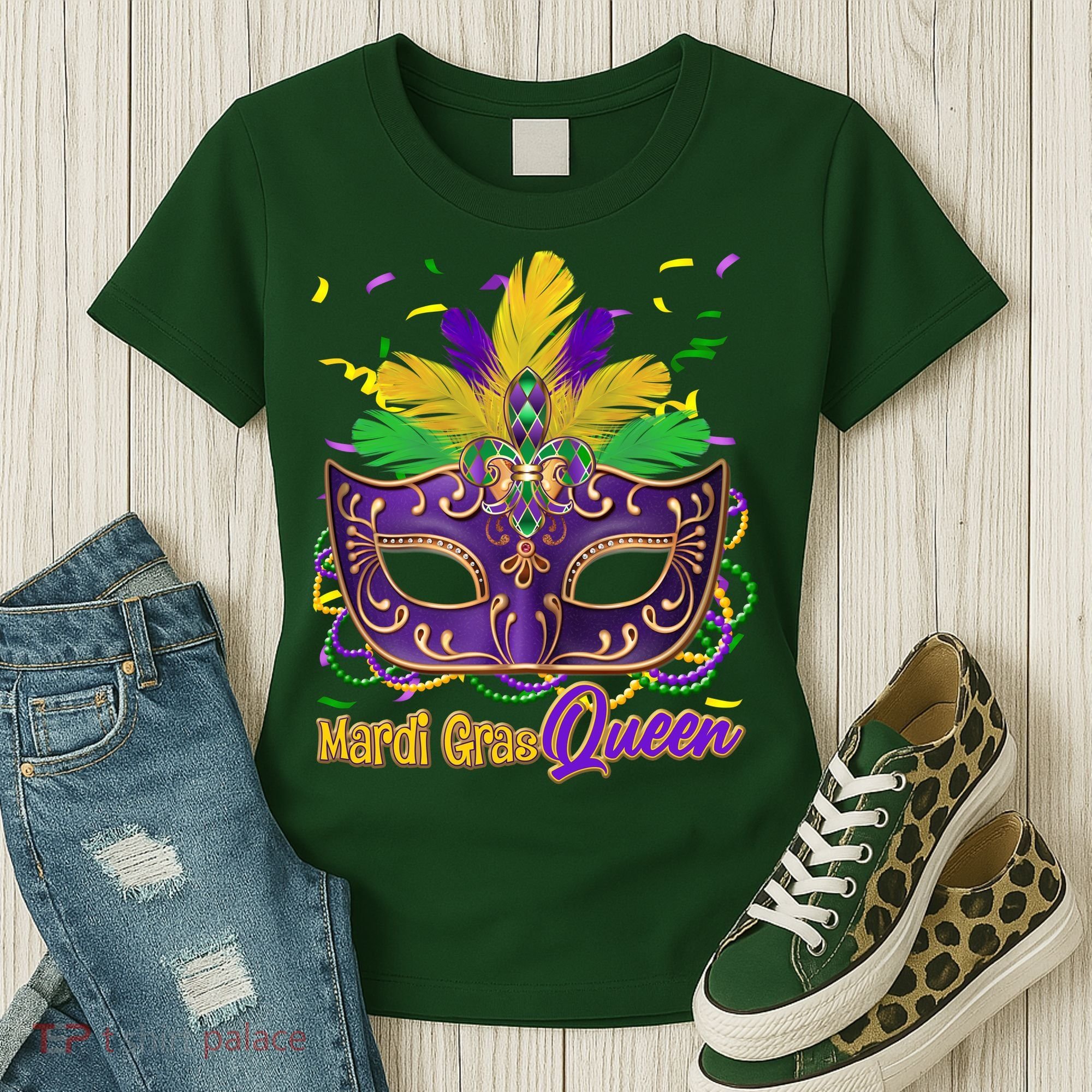 Festive Mardi Gras Queen Women's T-Shirt