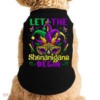 Funny Mardi Gras Let The Shenanigans Begin Mask Jester Hat Doggie Tank thumb 0