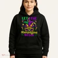 Funny Mardi Gras Let The Shenanigans Begin Mask Jester Hat Hoodie thumb 5