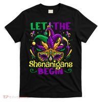 Funny Mardi Gras Let The Shenanigans Begin Mask Jester Hat T-Shirt thumb 0