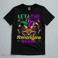 Funny Mardi Gras Let The Shenanigans Begin Mask Jester Hat T-Shirt thumb 5