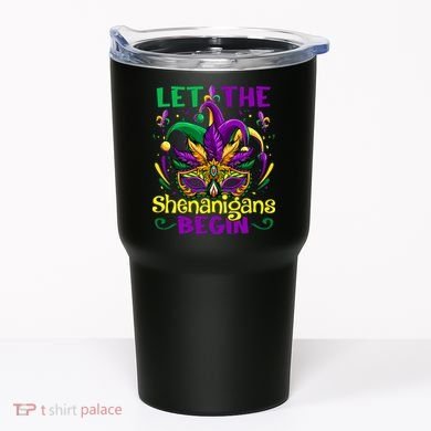 Funny Mardi Gras Let The Shenanigans Begin Mask Jester Hat Tumbler