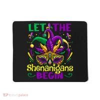 Funny Mardi Gras Let The Shenanigans Begin Mask Jester Hat Mousepad thumb 0