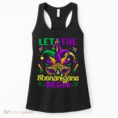 Funny Mardi Gras Let The Shenanigans Begin Mask Jester Hat Women's Tank Top