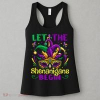 Funny Mardi Gras Let The Shenanigans Begin Mask Jester Hat Women's Tank Top thumb 3