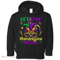 Funny Mardi Gras Let The Shenanigans Begin Mask Jester Hat Toddler Hoodie thumb 0