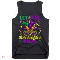 Funny Mardi Gras Let The Shenanigans Begin Mask Jester Hat Tank Top thumb 0