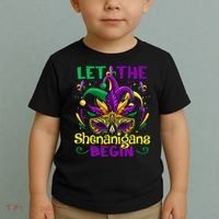 Funny Mardi Gras Let The Shenanigans Begin Mask Jester Hat Toddler T-Shirt thumb 2