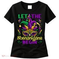 Funny Mardi Gras Let The Shenanigans Begin Mask Jester Hat Women's T-Shirt thumb 0