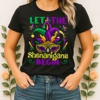 Funny Mardi Gras Let The Shenanigans Begin Mask Jester Hat Women's T-Shirt thumb 2