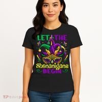 Funny Mardi Gras Let The Shenanigans Begin Mask Jester Hat Women's T-Shirt thumb 4