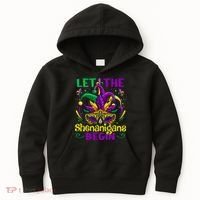 Funny Mardi Gras Let The Shenanigans Begin Mask Jester Hat Kids Hoodie thumb 0