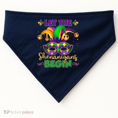 Funny Mardi Gras Let The Shenanigans Begin Jester Hat Mask USA-Made Doggie Bandana