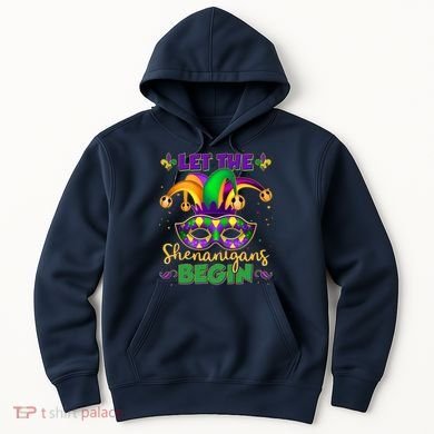 Funny Mardi Gras Let The Shenanigans Begin Jester Hat Mask Hoodie