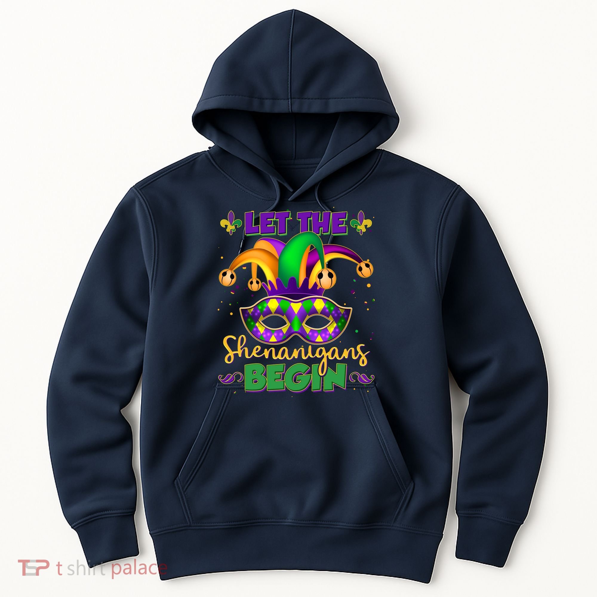 Funny Mardi Gras Let The Shenanigans Begin Jester Hat Mask Hoodie