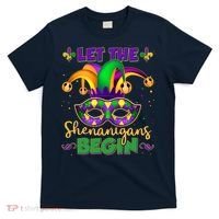 Funny Mardi Gras Let The Shenanigans Begin Jester Hat Mask T-Shirt thumb 0