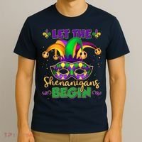 Funny Mardi Gras Let The Shenanigans Begin Jester Hat Mask T-Shirt thumb 3
