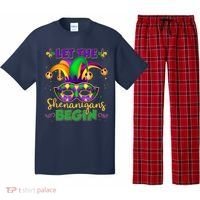 Funny Mardi Gras Let The Shenanigans Begin Jester Hat Mask Pajama Set thumb 0