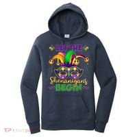 Funny Mardi Gras Let The Shenanigans Begin Jester Hat Mask Women's Hoodie thumb 0
