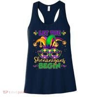 Funny Mardi Gras Let The Shenanigans Begin Jester Hat Mask Women's Tank Top thumb 0