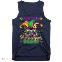 Funny Mardi Gras Let The Shenanigans Begin Jester Hat Mask Tank Top thumb 0