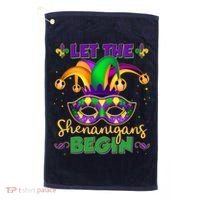 Funny Mardi Gras Let The Shenanigans Begin Jester Hat Mask Golf Towel thumb 0