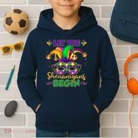 Funny Mardi Gras Let The Shenanigans Begin Jester Hat Mask Kids Hoodie thumb 2