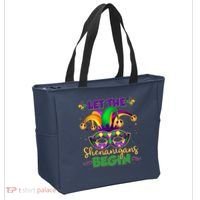 Funny Mardi Gras Let The Shenanigans Begin Jester Hat Mask Tote Bag thumb 2