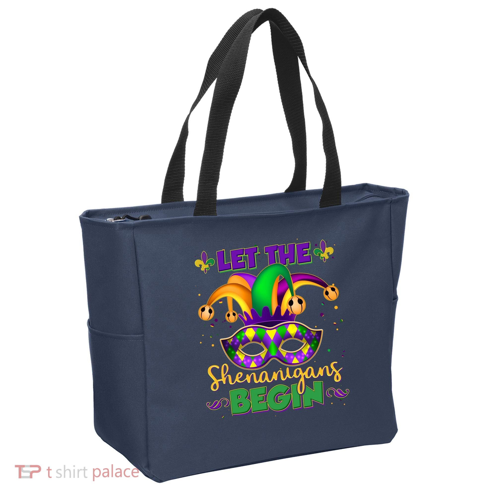 Funny Mardi Gras Let The Shenanigans Begin Jester Hat Mask Tote Bag