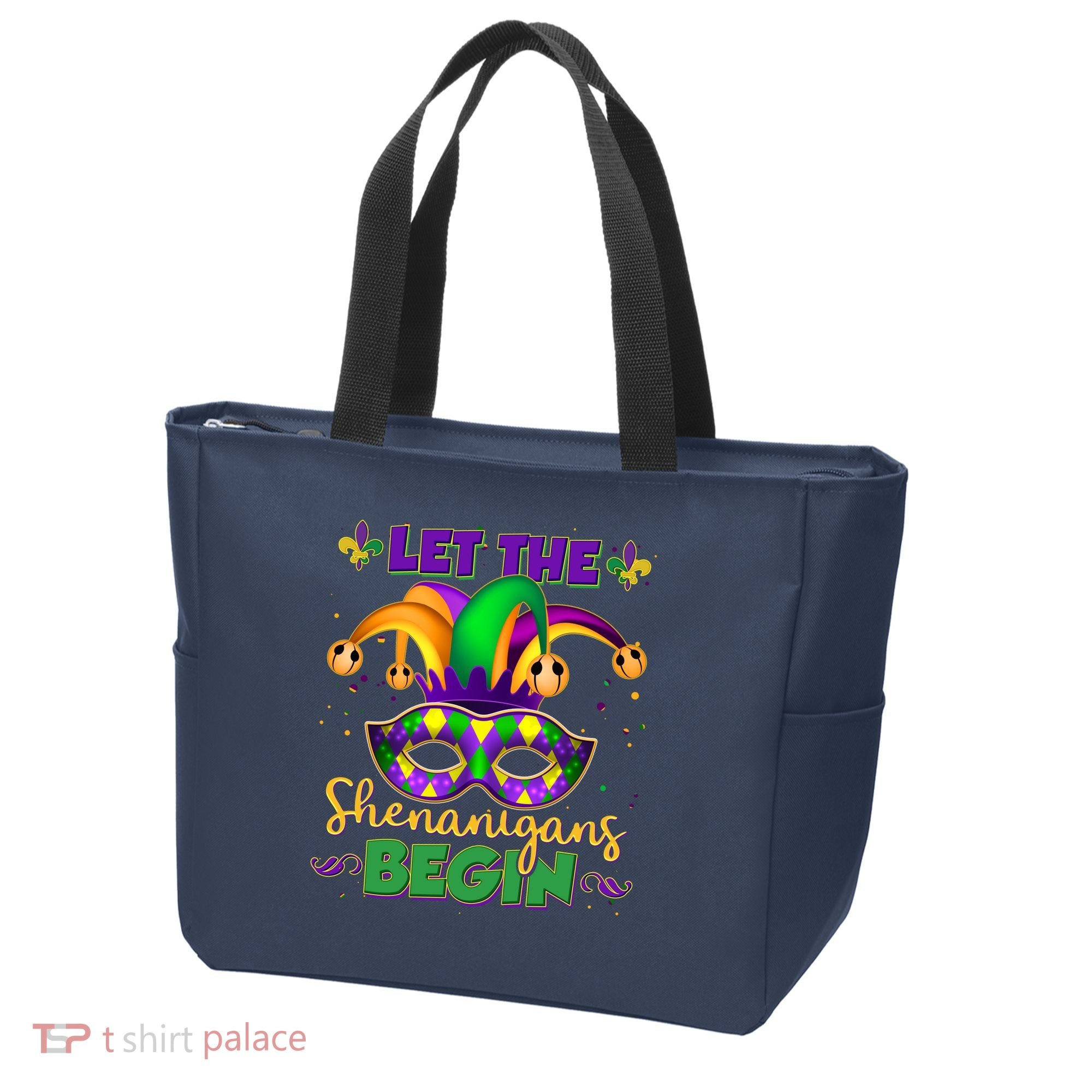 Funny Mardi Gras Let The Shenanigans Begin Jester Hat Mask Tote Bag