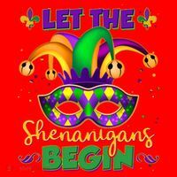 Funny Mardi Gras Let The Shenanigans Begin Jester Hat Mask Santa Hat thumb 1