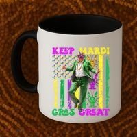 Funny Mardi Gras Donald Trump Dance American Flag Crawfish Gift Coffee Mug thumb 2