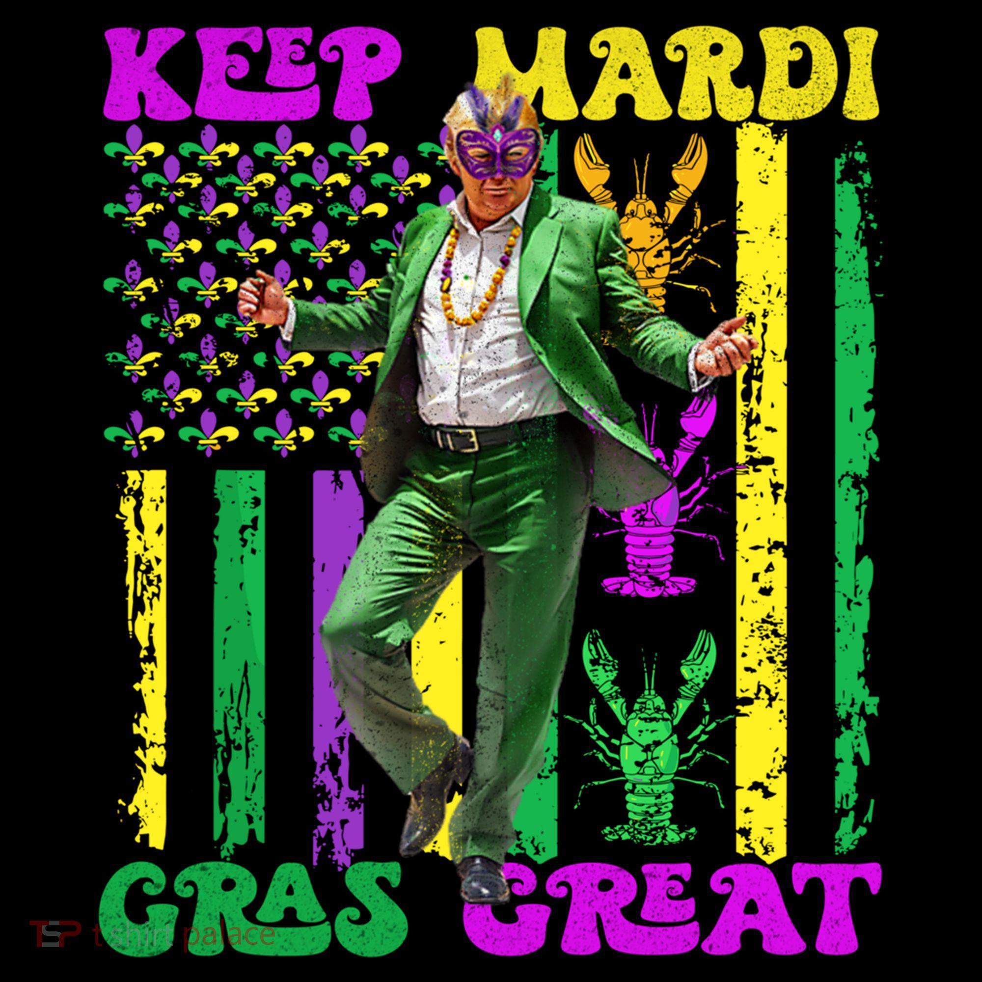 Funny Mardi Gras Donald Trump Dance American Flag Crawfish Gift Coffee Mug