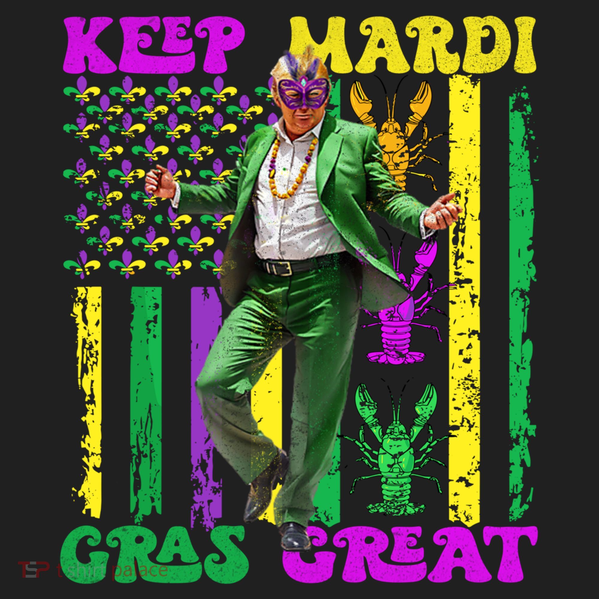 Funny Mardi Gras Donald Trump Dance American Flag Crawfish Gift Beanie