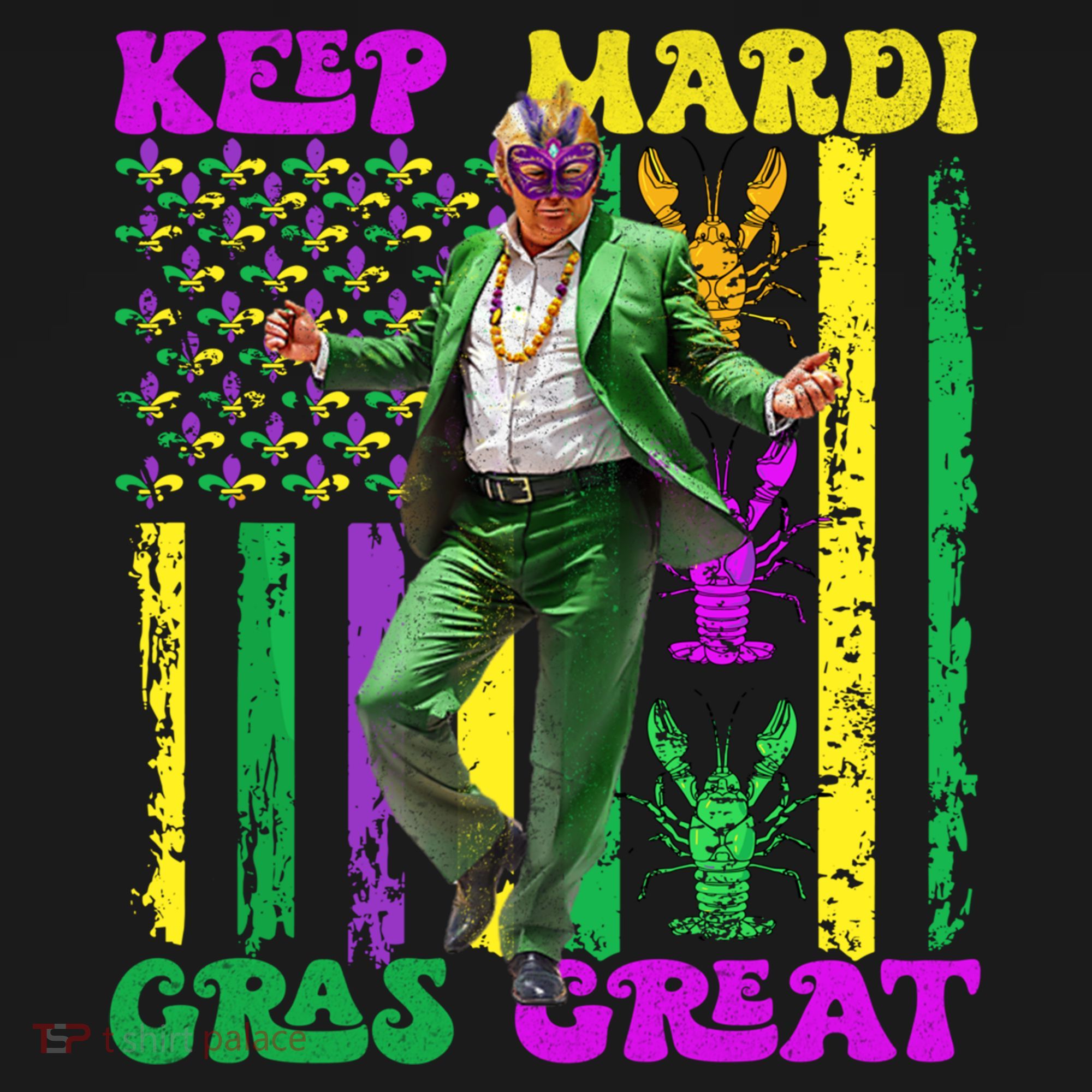Funny Mardi Gras Donald Trump Dance American Flag Crawfish Gift Women's Hoodie