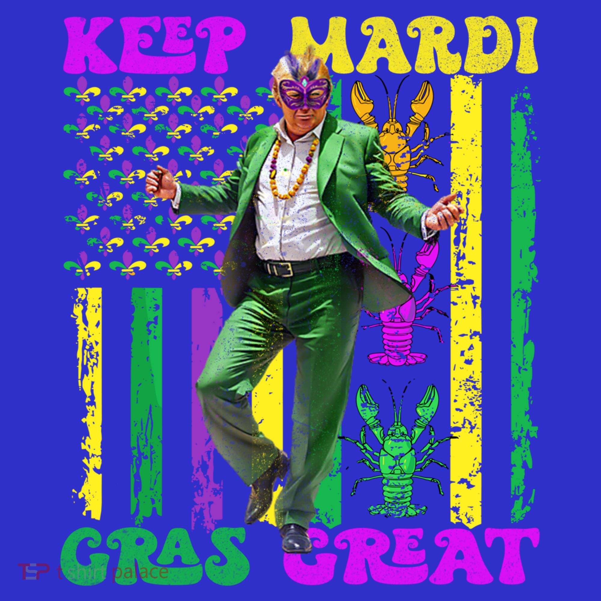 Funny Mardi Gras Donald Trump Dance American Flag Crawfish Gift Women's Tank Top