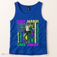 Funny Mardi Gras Donald Trump Dance American Flag Crawfish Gift Tank Top thumb 2