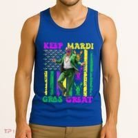Funny Mardi Gras Donald Trump Dance American Flag Crawfish Gift Tank Top thumb 3