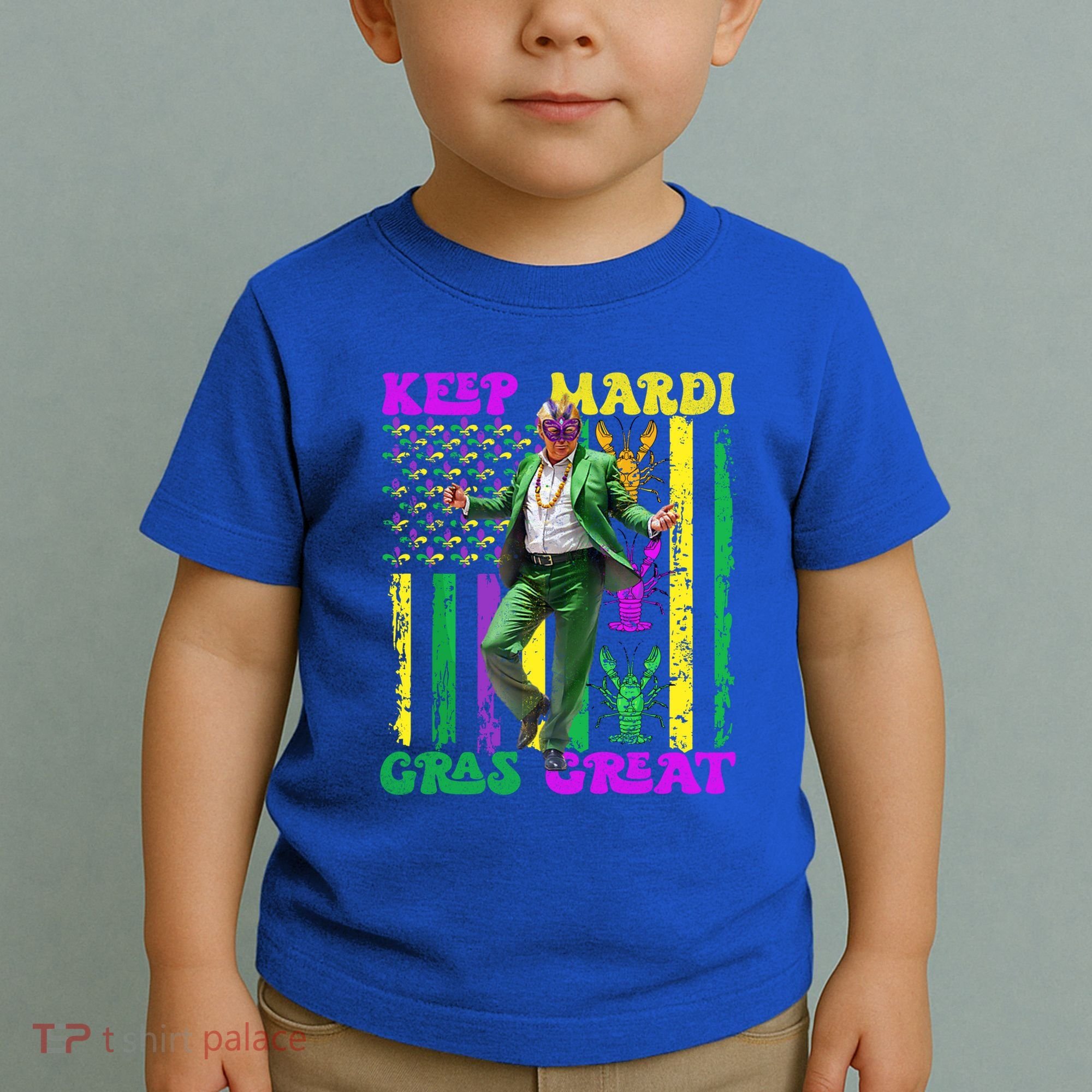 Funny Mardi Gras Donald Trump Dance American Flag Crawfish Gift Toddler T-Shirt