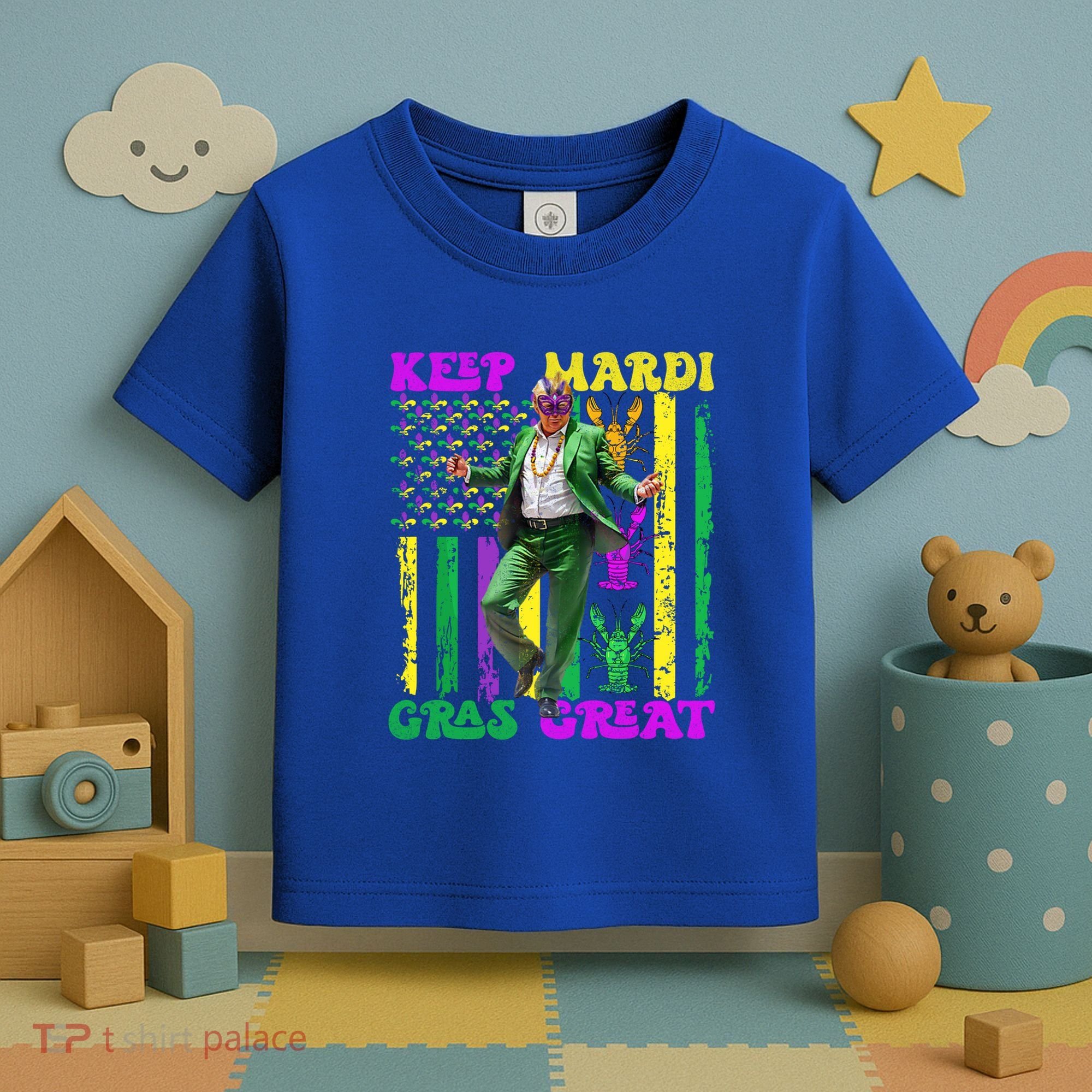 Funny Mardi Gras Donald Trump Dance American Flag Crawfish Gift Toddler T-Shirt