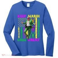 Funny Mardi Gras Donald Trump Dance American Flag Crawfish Gift Women's Long Sleeve Shirt thumb 0
