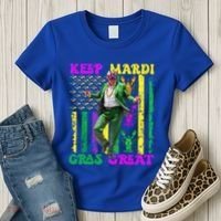 Funny Mardi Gras Donald Trump Dance American Flag Crawfish Gift Women's T-Shirt thumb 3