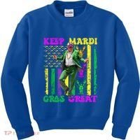 Funny Mardi Gras Donald Trump Dance American Flag Crawfish Gift Kids Sweatshirt thumb 0