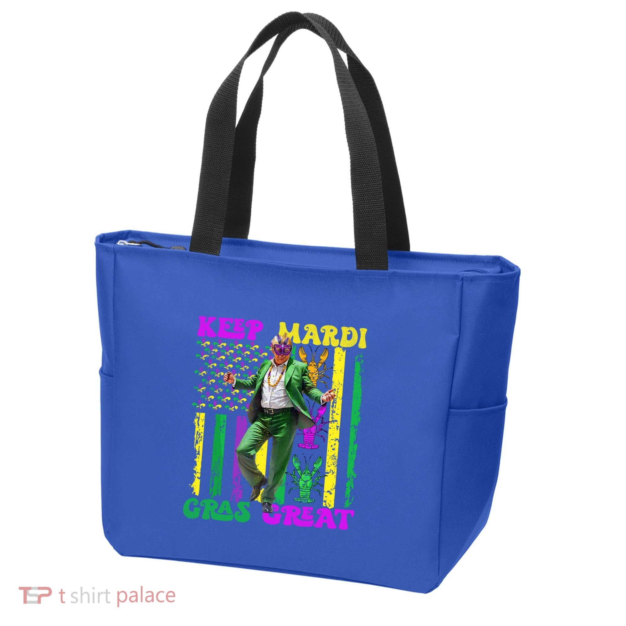 Funny Mardi Gras Donald Trump Dance American Flag Crawfish Gift Tote Bag